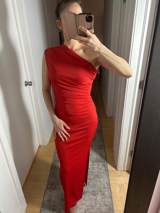 Dresses & Skirts - Red Floor Length Asymmetric Dress
